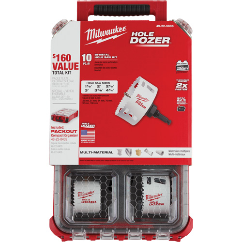 Trousse de scie cloche Packout Hole Dozer, 10 morceaux Auto-Cam