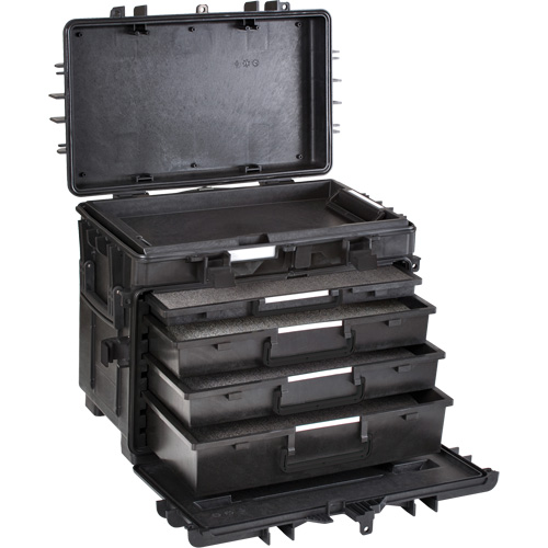 Mobile Tool Chest With Drawers, 4 Drawers, 22-4/5" W x 15" D x 18" H, Black Auto-Cam