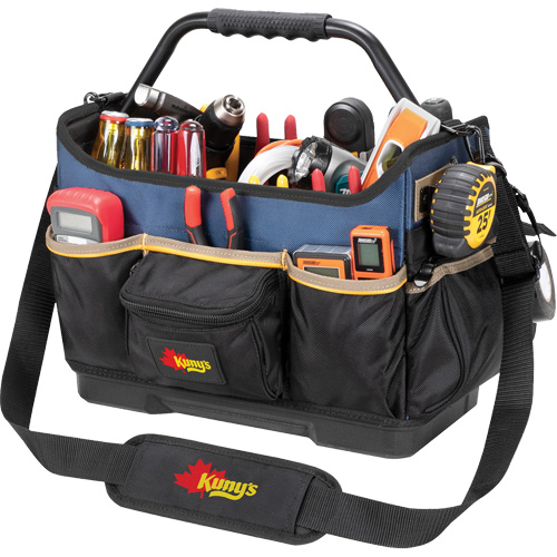 Boîte &agrave; outils ouverte &agrave; base moul&eacute;e, Polyester balistique, 17 pochettes, Noir/Bleu Auto-Cam