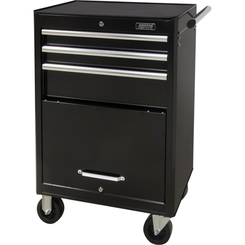 Industrial Tool Cart, 3 Drawers, 29-4/5" W x 21-1/5" D x 38-4/5" H, Black Auto-Cam