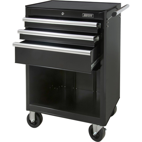 Industrial Tool Cart, 3 Drawers, 29-4/5" W x 21-1/5" D x 38-4/5" H, Black Auto-Cam