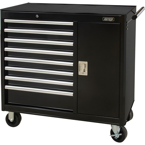 Industrial Tool Cart, 8 Drawers, 44-3/10" W x 21-1/10" D x 36-7/10" H, Black Auto-Cam