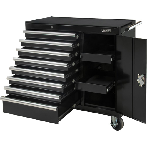 Industrial Tool Cart, 8 Drawers, 44-3/10" W x 21-1/10" D x 36-7/10" H, Black Auto-Cam