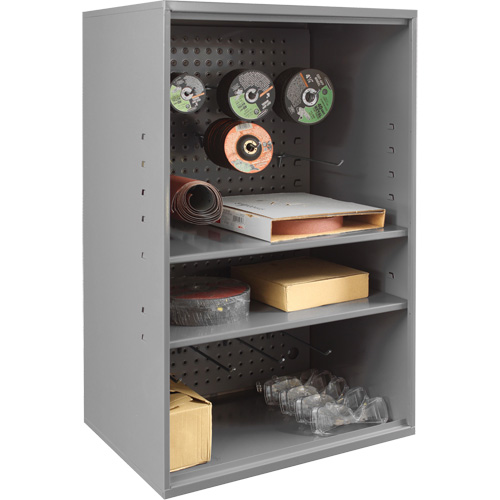 Abrasive Storage Cabinet with Pegboard, Steel, 19-7/8" x 14-1/4" x 32-3/4", Grey Auto-Cam