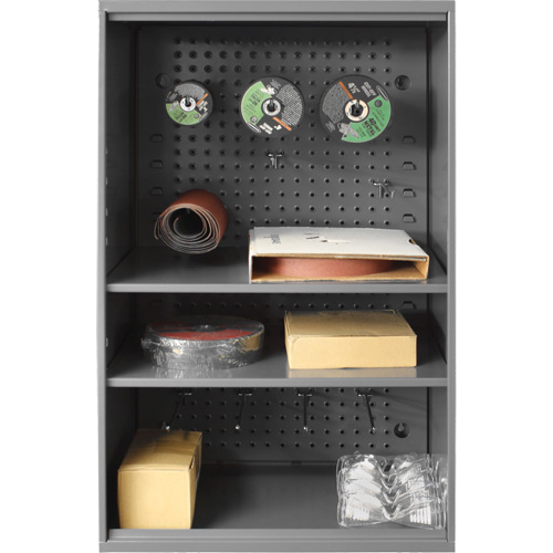 Abrasive Storage Cabinet with Pegboard, Steel, 19-7/8" x 14-1/4" x 32-3/4", Grey Auto-Cam
