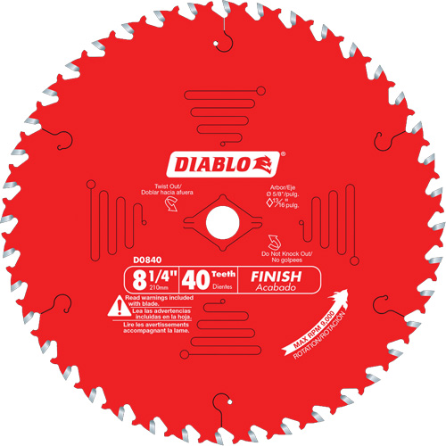 Contractor Saw Blades - Finishing Saw Blades, 8-1/4", 40 Teeth, Wood Use Auto-Cam