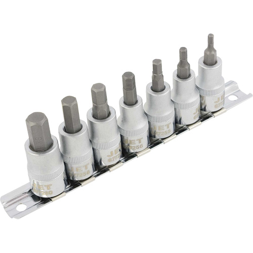 HSW3811M 7-Piece Metric 2" Long Hex Bit Socket Set, Hex, 3/8" Drive, 7 Pcs Auto-Cam