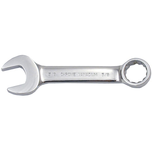 Fully Polished Stubby Combination Wrench, 12 Point, 3/8", Chrome Finish Auto-Cam
