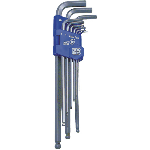 JBHK-9XLM Extra Long Ball Nose Hex Key Set, 9 Pcs., Metric Auto-Cam