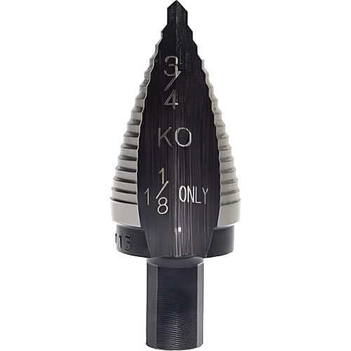 Step Drill Bit, 1-1/8" - 1-1/8" , 5/32" Increments, High Speed Steel Auto-Cam