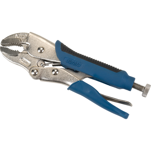Locking Pliers with Wire Cutter, 7" Length, Curved Jaw Auto-Cam