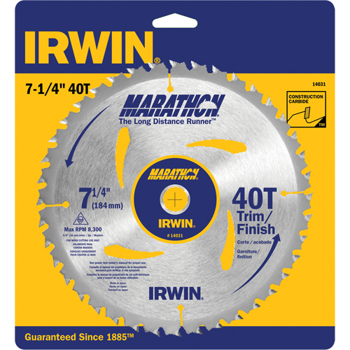 Lames de scie pour entrepreneur - Lames de scie Marathon, 7-1/4", 40 dents, Pour Bois Auto-Cam