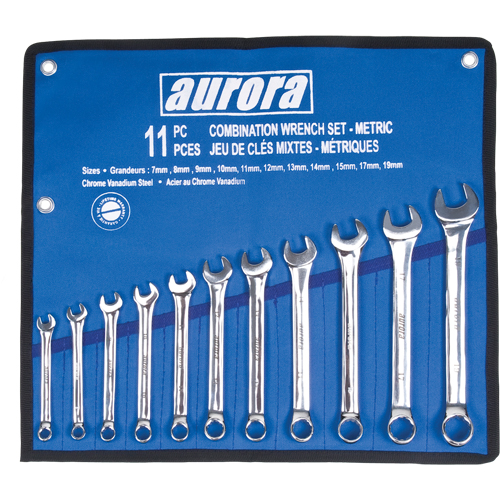 Wrench Set, Combination, 11 Pieces, Metric Auto-Cam