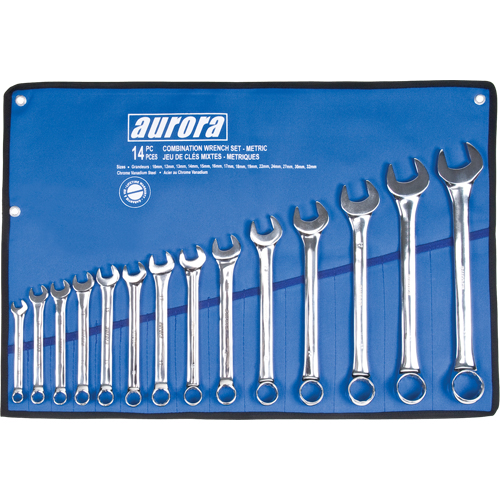 Wrench Set, Combination, 14 Pieces, Metric Auto-Cam