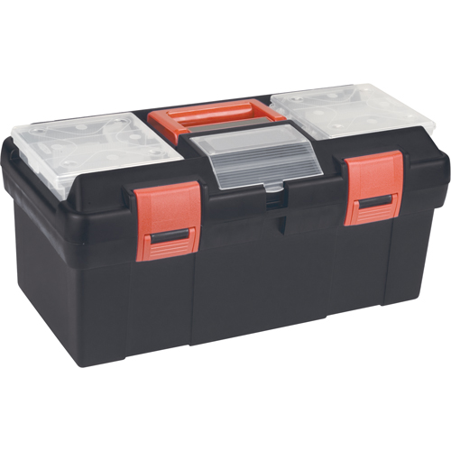 Plastic Tool Box, 17-1/2" W x 9-1/2" D x 8" H, Black Auto-Cam