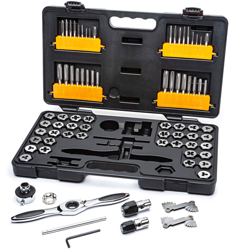 SAE/Metric Ratcheting Tap & Die Set, 77 Pieces Auto-Cam