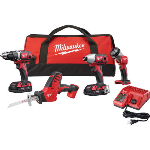 M18 Cordless 4-Tool Combo Kit, Lithium-Ion, 18 V Auto-Cam