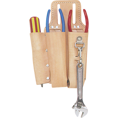 Porte-outils pour monteur de ligne, Porte-outil multiple, Cuir, 3 Poches Auto-Cam