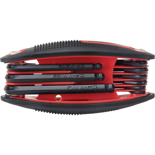 Ball End Fold-Up Hex Key Set, 9 Pcs., Imperial Auto-Cam