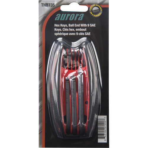 Ball End Fold-Up Hex Key Set, 9 Pcs., Imperial Auto-Cam