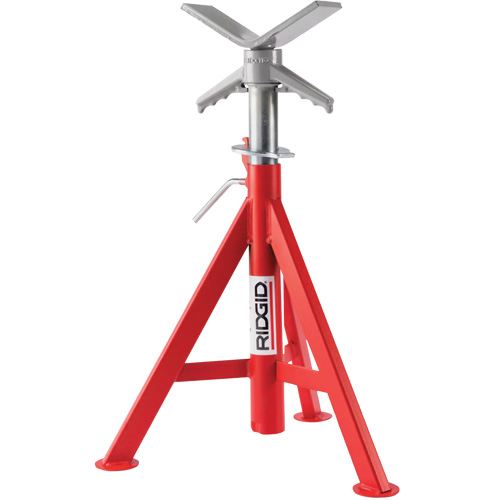 V Head Low Pipe Stand # VJ-98, 51-96 cm Height Adjustment, 12" Max. Pipe Capacity, 2500 lbs. Max. Weight Capacity Auto-Cam