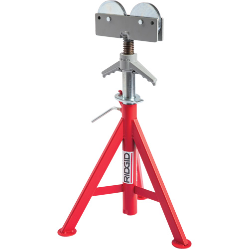 Roller Head Low Pipe Stand #RJ-98, 59-104 cm Height Adjustment, 12" Max. Pipe Capacity, 1000 lbs. Max. Weight Capacity Auto-Cam