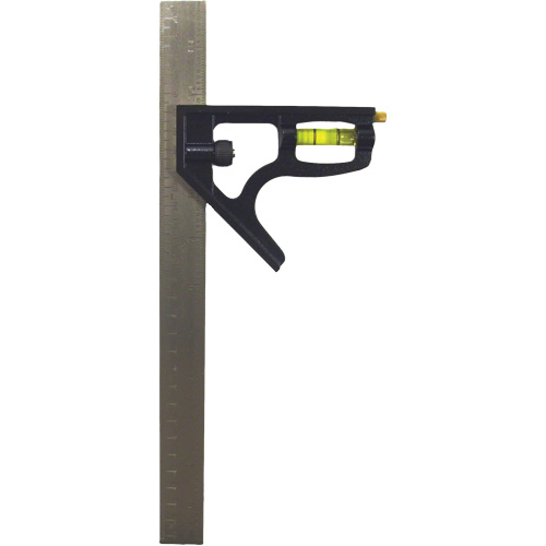&eacute;querre combin&eacute;e pouces/m&eacute;trique, 12" lo, 1/8"/1/16"/1/32"/1 mm Graduations, Acier inoxydable, Ordinaire Auto-Cam