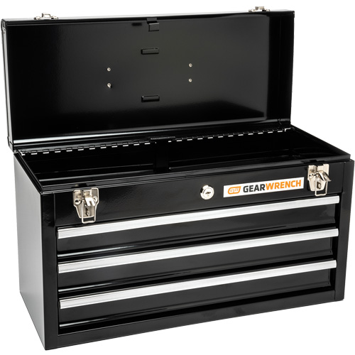 Portable Tool Box, 20" W, 3 Drawers, Black Auto-Cam