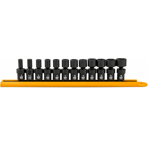 12-Piece 1/4" Drive 6 Point Universal impact Metric Flex Socket Set Auto-Cam
