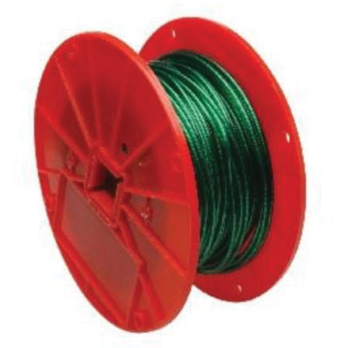 Wire Cable, 250' (76.2 m) x 1/16", 28 lbs. (0.014 tons), Vinyl Coated Auto-Cam