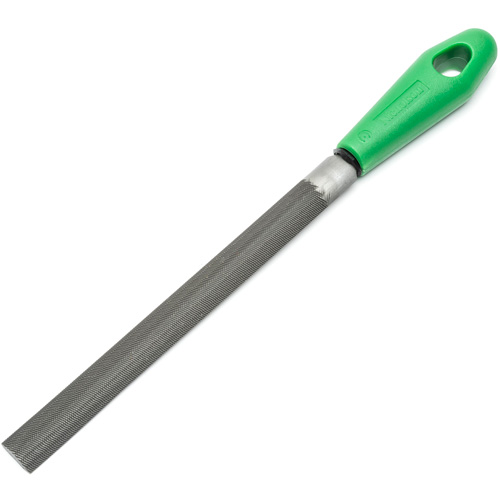 Double Cut File with Green Handle, Half Round, 8", Bastard Auto-Cam