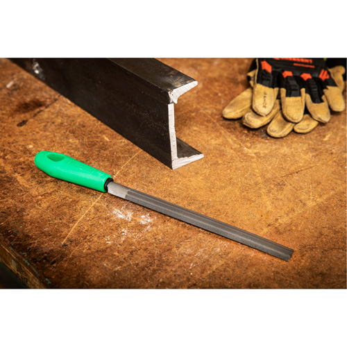 Double Cut File with Green Handle, Half Round, 8", Bastard Auto-Cam