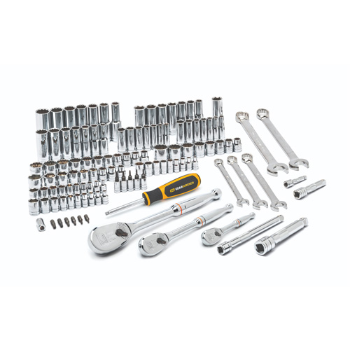 1/4", 3/8" & 1/2" Drive 6 & 12 Point Standard & Deep SAE/Metric Mechanics Tool Set Auto-Cam