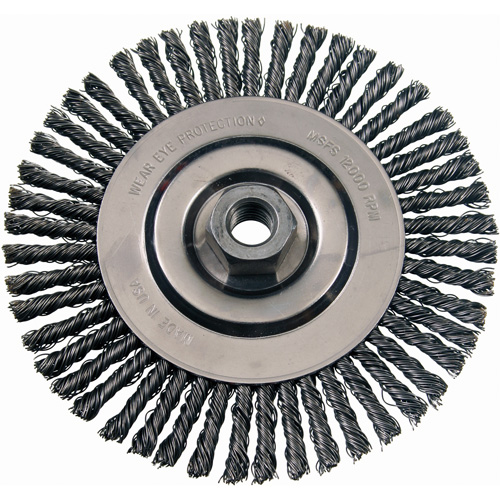 Brosses m&eacute;talliques &agrave; touret, Dia. 4-7/8", Fils 0,02", Arbre 5/8"-11, Acier Auto-Cam