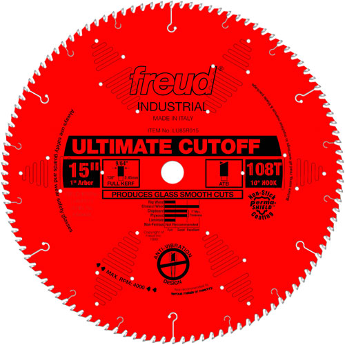Lames de scie industrielle TCS - finition et coupe en travers, 15", 108 dents, Pour Bois Auto-Cam