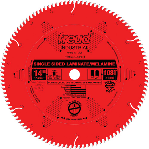 TCS Industrial Saw Blade - Chipboard, 14", 108 Teeth, Laminate Use Auto-Cam