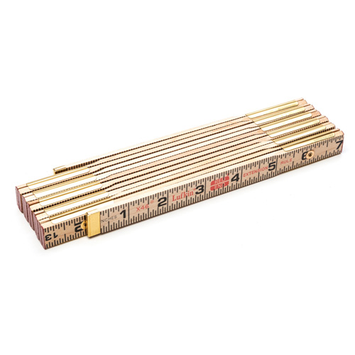 Folding Rule, 6' L, Wood, 1/16" Graduations Auto-Cam
