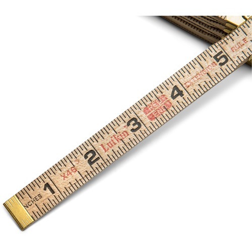 Folding Rule, 6' L, Wood, 1/16" Graduations Auto-Cam
