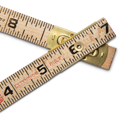 Folding Rule, 6' L, Wood, 1/16" Graduations Auto-Cam