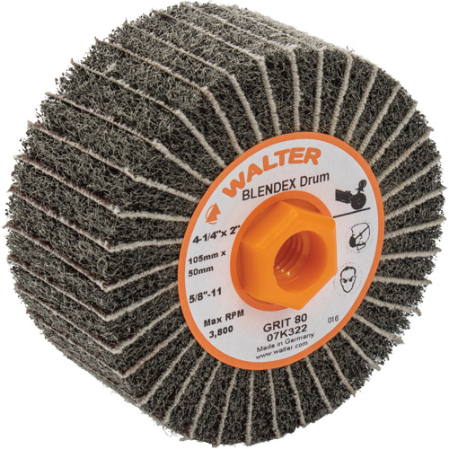 Tambours de finition Two-In-One, 4-1/4" dia. x 2" la, 5/8"-11 Arbre, Grain 80 Auto-Cam