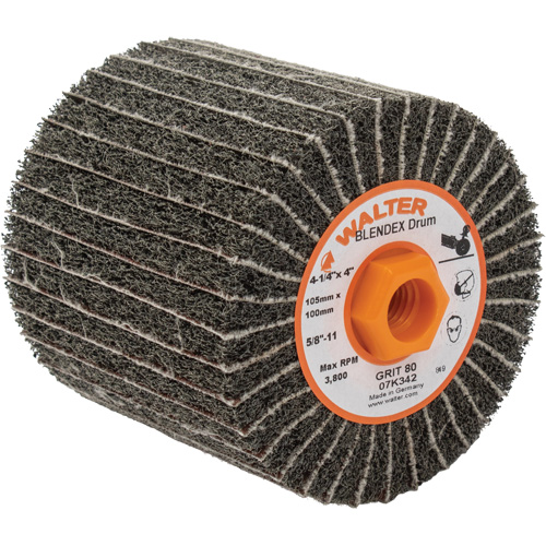 Tambours de finition Two-In-One, 4-1/4" dia. x 4" la, 5/8"-11 Arbre, Grain 80 Auto-Cam