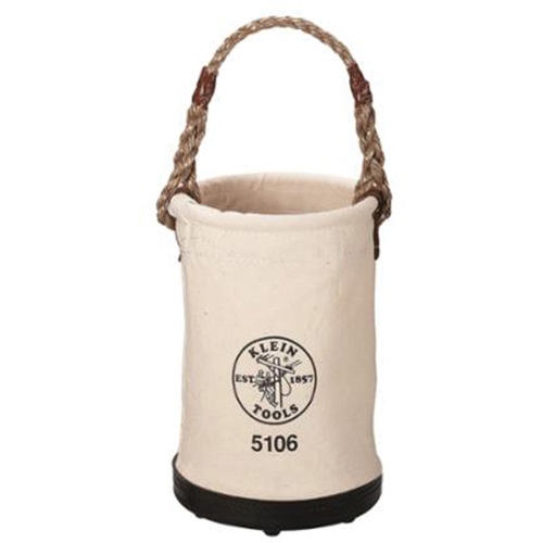 Straight-Wall Bucket, 14" H, Canvas, Beige Auto-Cam
