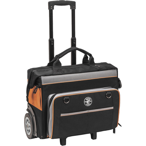 Tradesman Pro Rolling Tool Bag, Ballistic Polyester, 24 Pockets, Black/Orange Auto-Cam