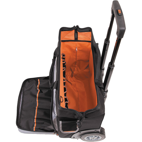Tradesman Pro Rolling Tool Bag, Ballistic Polyester, 24 Pockets, Black/Orange Auto-Cam