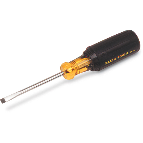 Slot Cabinet Tip Screwdriver, 3/16" Tip, Round, 7-3/4" L, Cushion Grip Handle Auto-Cam