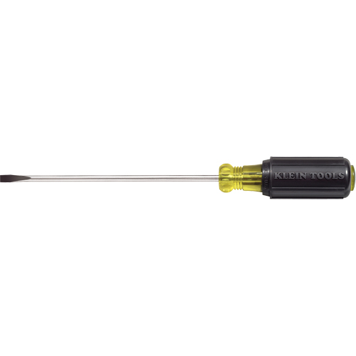 Slot Cabinet Tip Screwdriver, 3/16" Tip, Round, 9-3/4" L, Cushion Grip Handle Auto-Cam