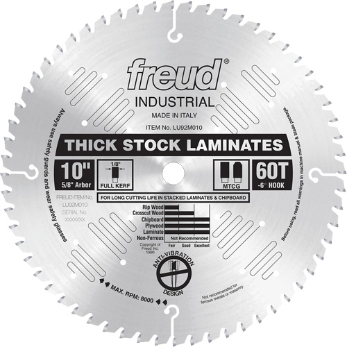 Industrial Saw Blade - Chipboard, 10", 60 Teeth, Laminate Use Auto-Cam