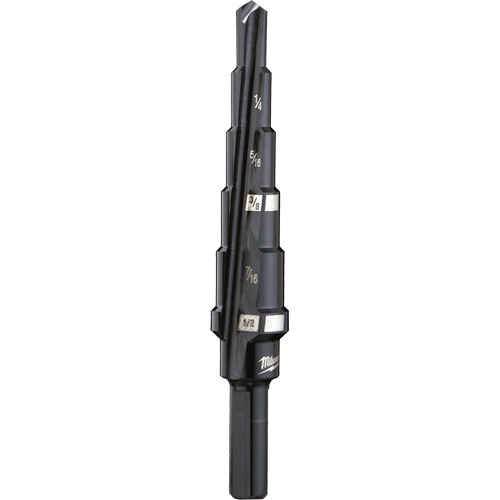 #2 Step Drill Bit, 3/16" - 1/2" , 1/16" Increments, High Speed Steel Auto-Cam