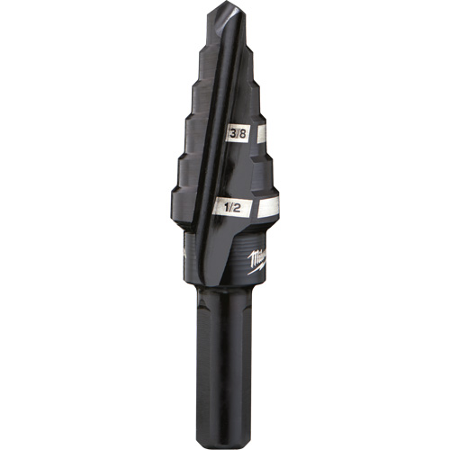 #6 Step Drill Bit, 3/8" - 1/2" , 1/16" Increments, High Speed Steel Auto-Cam