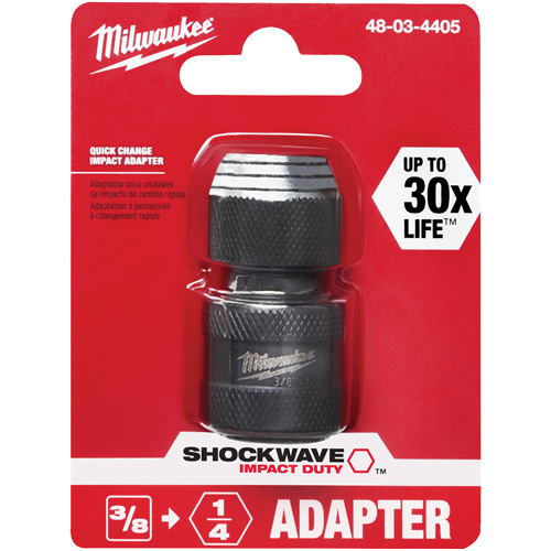 Adaptateur de douille carr&eacute;e &agrave; hexagonale pour tournevis &agrave; percussion Shockwave, Chocs, Prise 1/4", Douille 3/8", 1,875" lo Auto-Cam